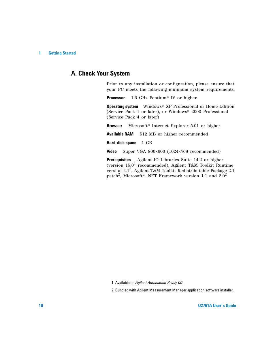 A. check your system | Agilent Technologies AGILENT U2761A User Manual | Page 28 / 123