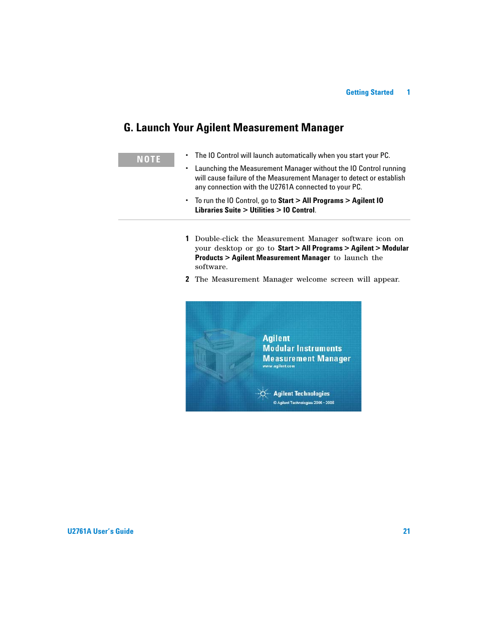 G. launch your agilent measurement manager | Agilent Technologies AGILENT U2761A User Manual | Page 39 / 123