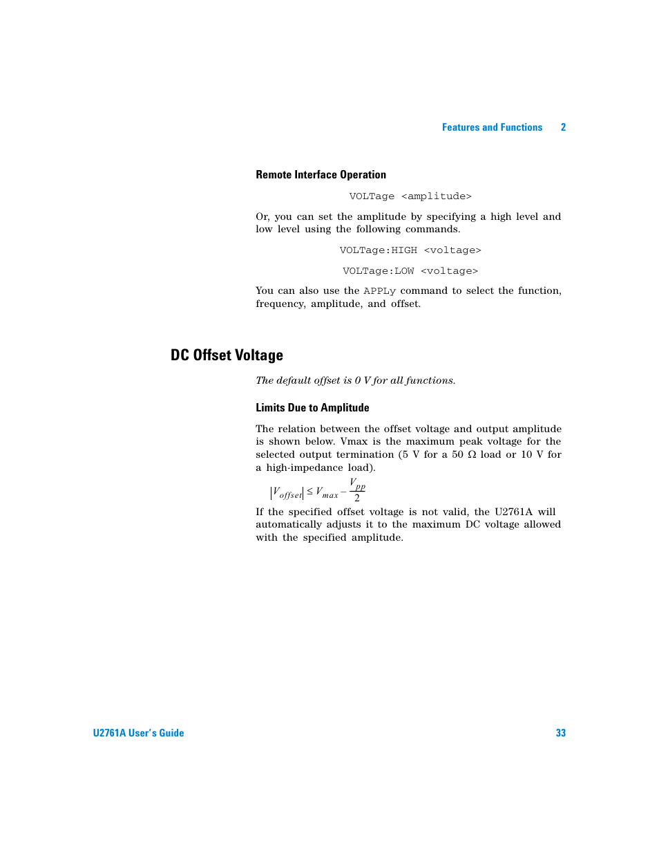 Dc offset voltage | Agilent Technologies AGILENT U2761A User Manual | Page 51 / 123
