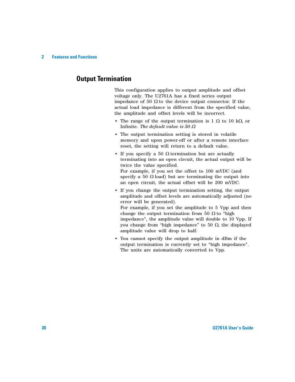 Output termination | Agilent Technologies AGILENT U2761A User Manual | Page 54 / 123