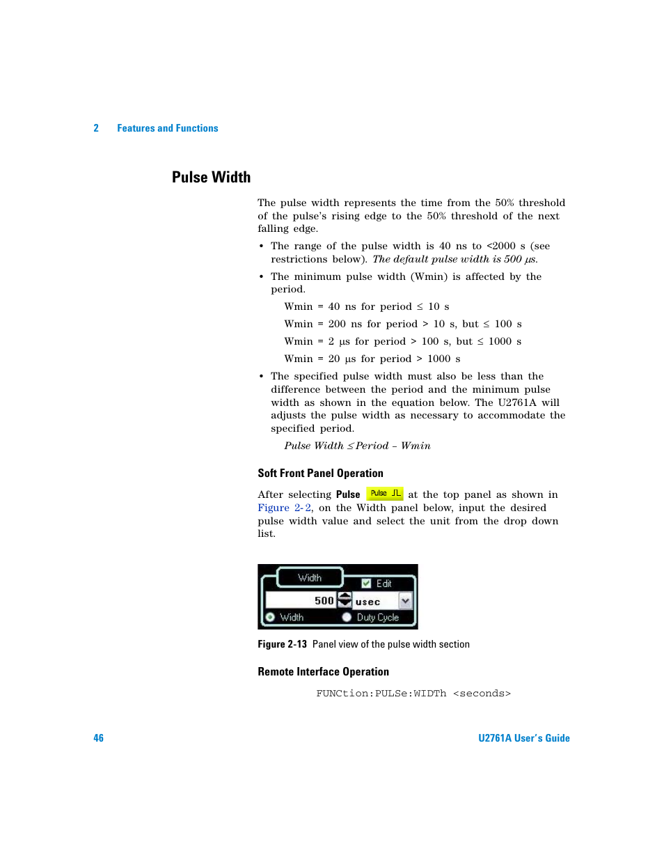Pulse width, Figure | Agilent Technologies AGILENT U2761A User Manual | Page 64 / 123