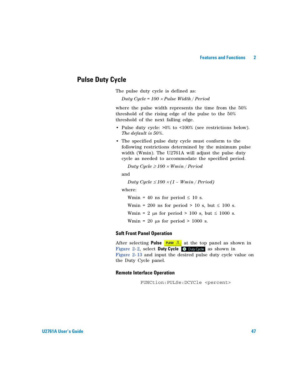 Pulse duty cycle | Agilent Technologies AGILENT U2761A User Manual | Page 65 / 123