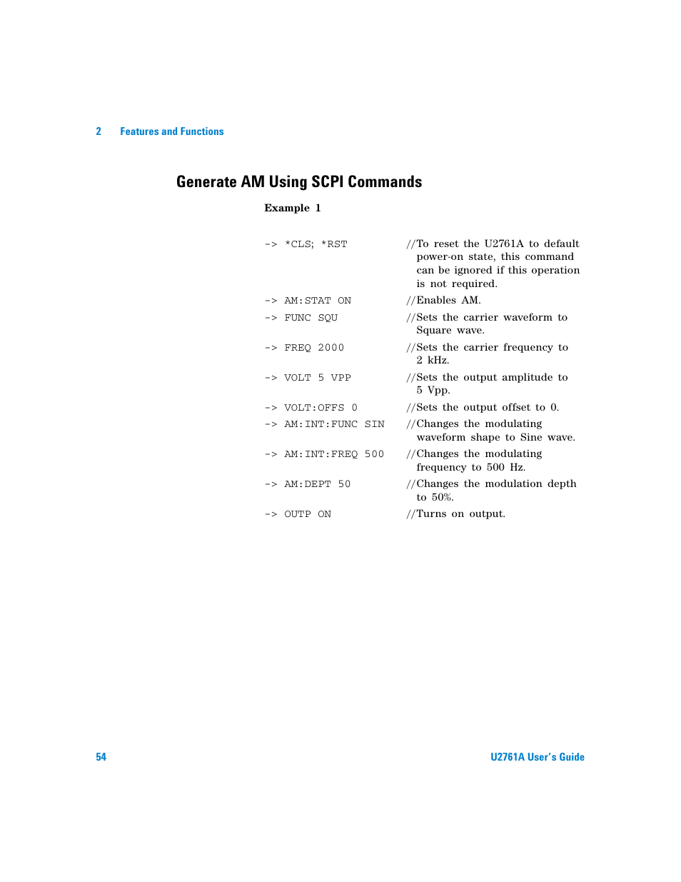 Generate am using scpi commands | Agilent Technologies AGILENT U2761A User Manual | Page 72 / 123