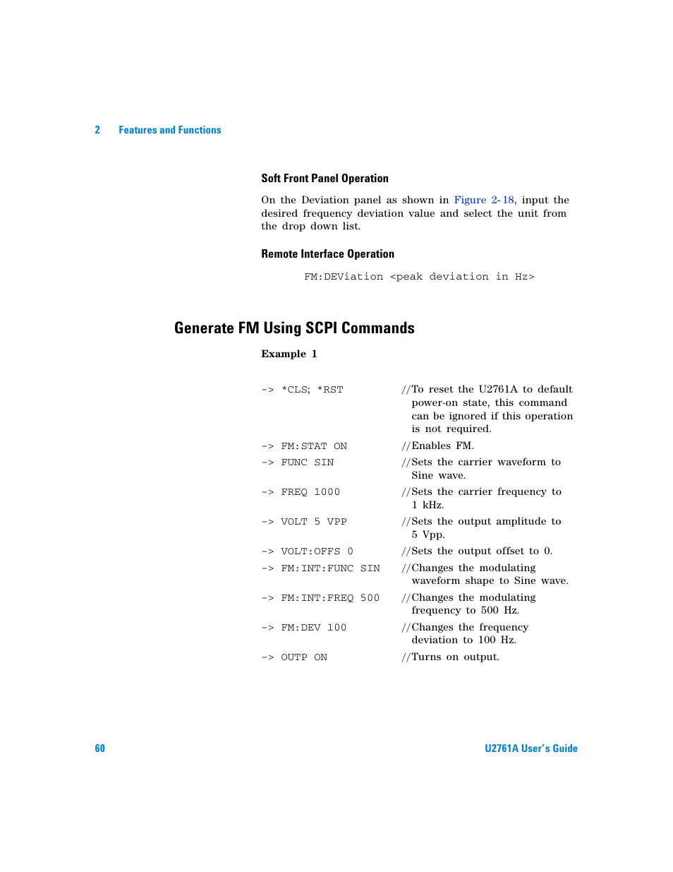 Generate fm using scpi commands | Agilent Technologies AGILENT U2761A User Manual | Page 78 / 123