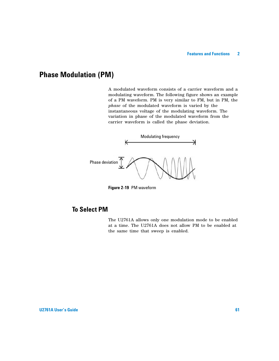 Phase modulation (pm), To select pm, Figure | Agilent Technologies AGILENT U2761A User Manual | Page 79 / 123