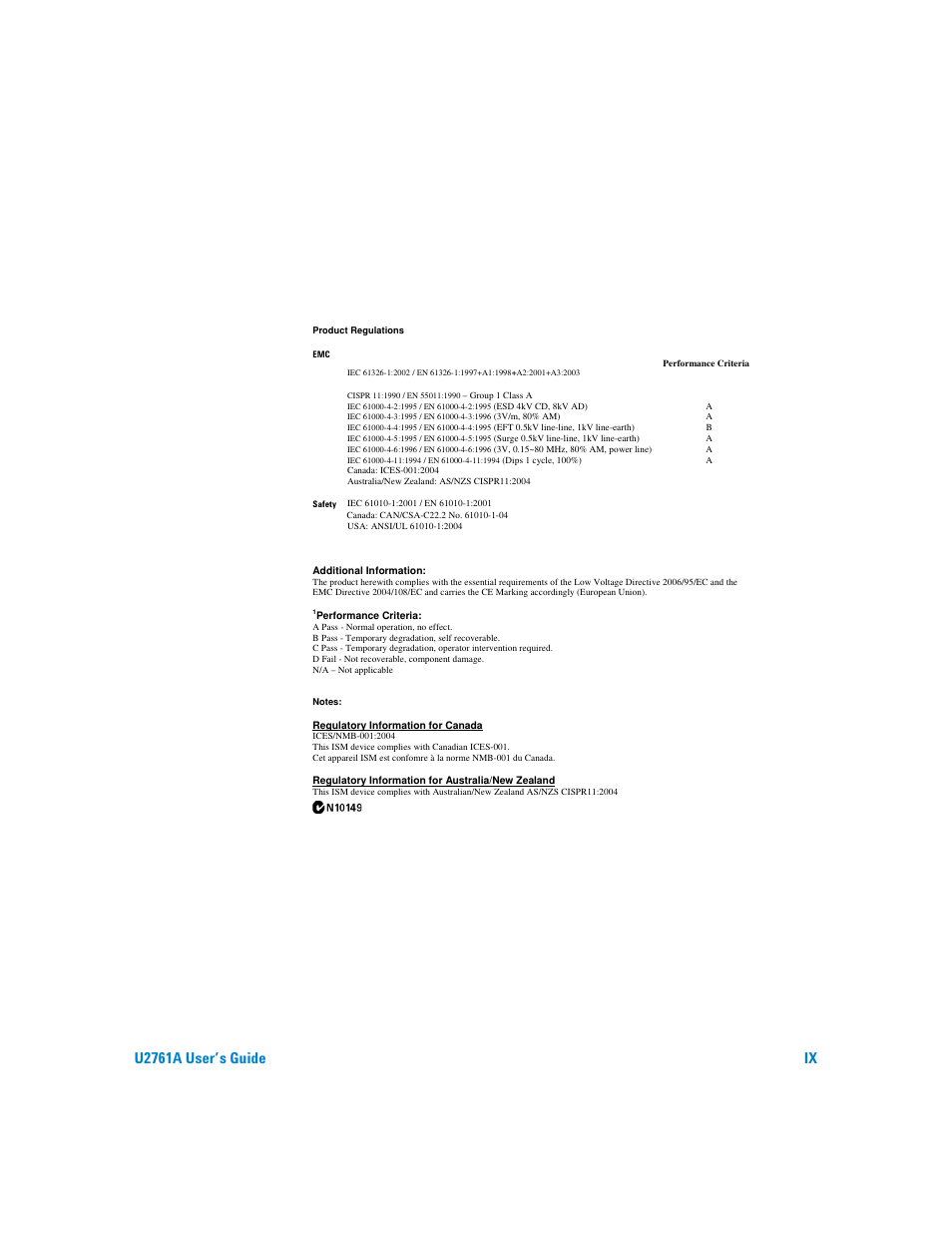 U2761a user’s guide ix | Agilent Technologies AGILENT U2761A User Manual | Page 9 / 123