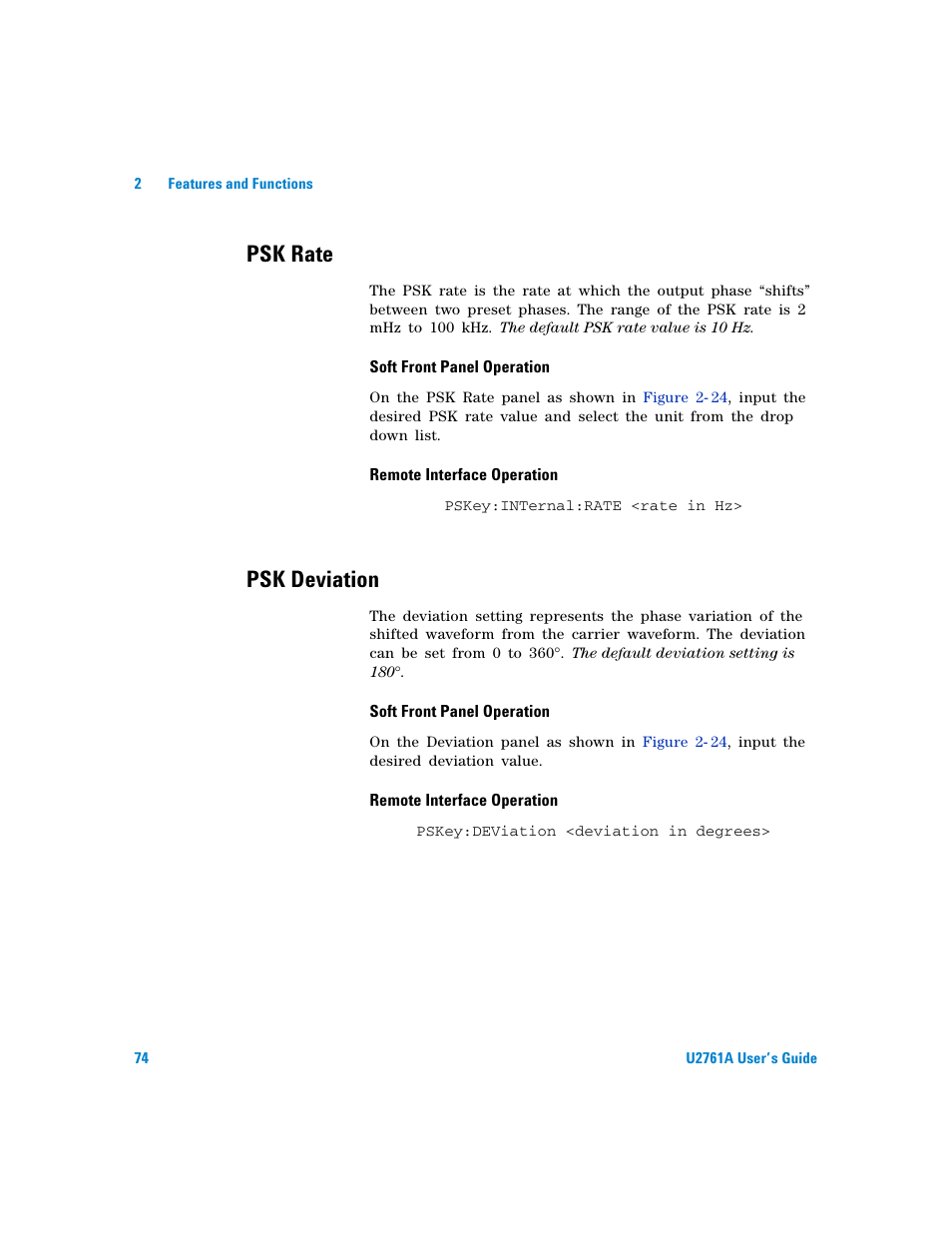 Psk rate, Psk deviation | Agilent Technologies AGILENT U2761A User Manual | Page 92 / 123