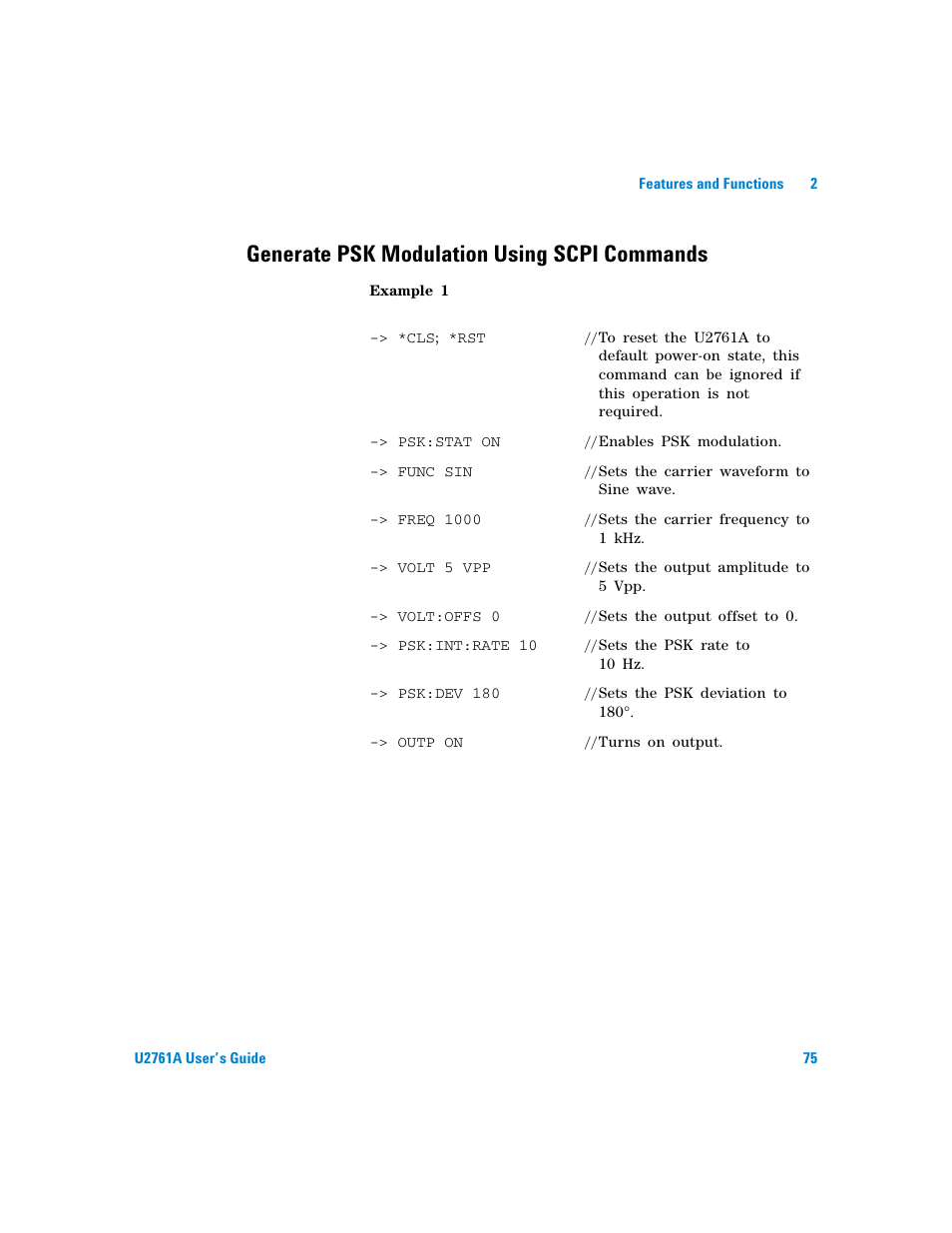 Generate psk modulation using scpi commands | Agilent Technologies AGILENT U2761A User Manual | Page 93 / 123