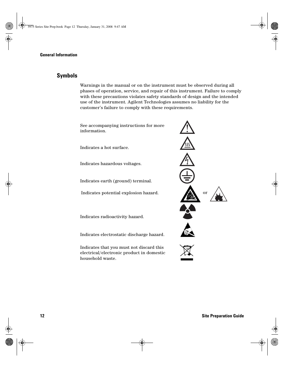 Symbols, Symbols 1 | Agilent Technologies 5975 User Manual | Page 12 / 44