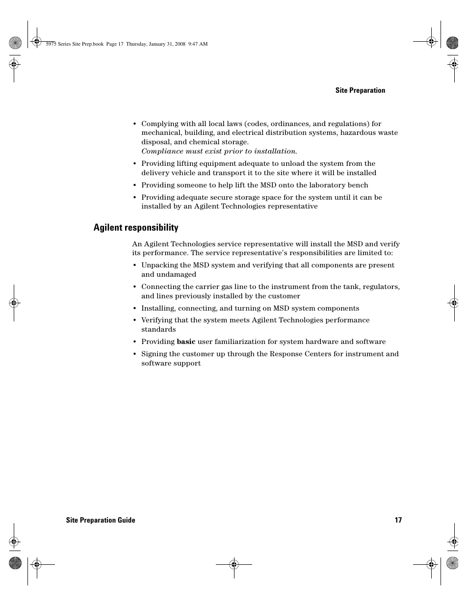 Agilent responsibility, Agilent responsibility 17 | Agilent Technologies 5975 User Manual | Page 17 / 44