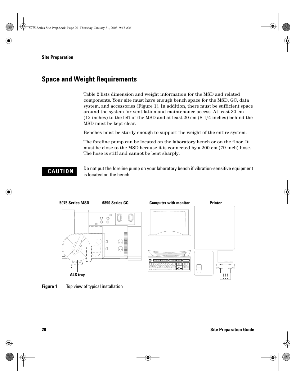 Space and weight requirements, Space and weight requirements 20 | Agilent Technologies 5975 User Manual | Page 20 / 44