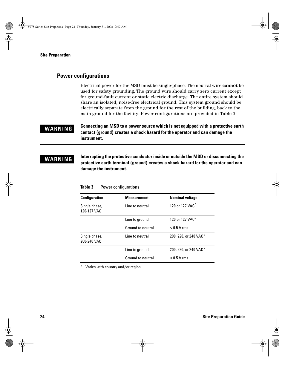 Power configurations, Power configurations 2 | Agilent Technologies 5975 User Manual | Page 24 / 44