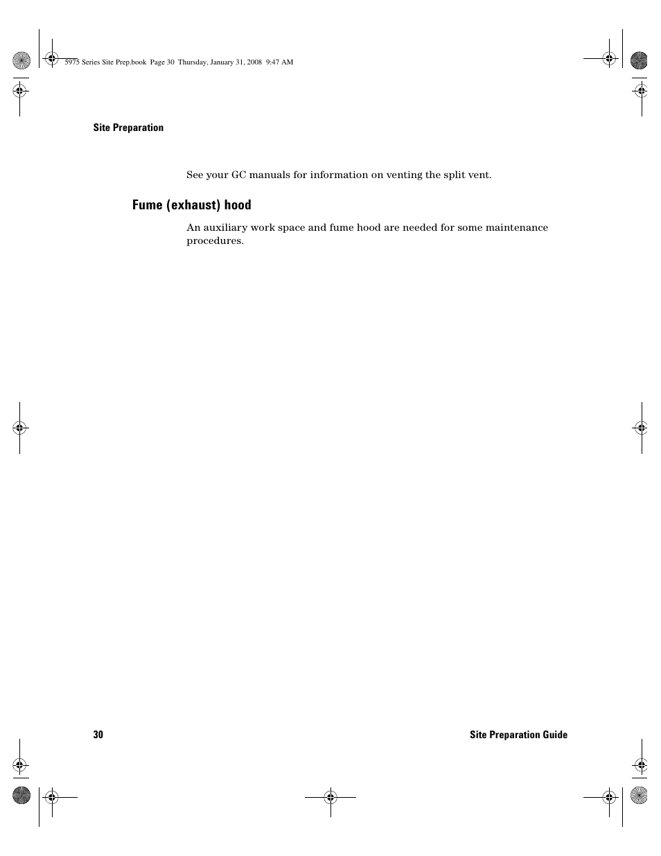 Fume (exhaust) hood, Fume (exhaust) hood 30 | Agilent Technologies 5975 User Manual | Page 30 / 44