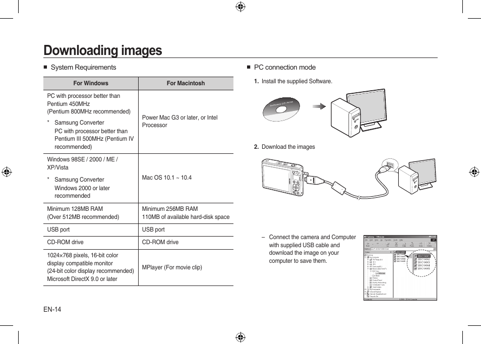 Downloading images | Samsung I100 User Manual | Page 14 / 112