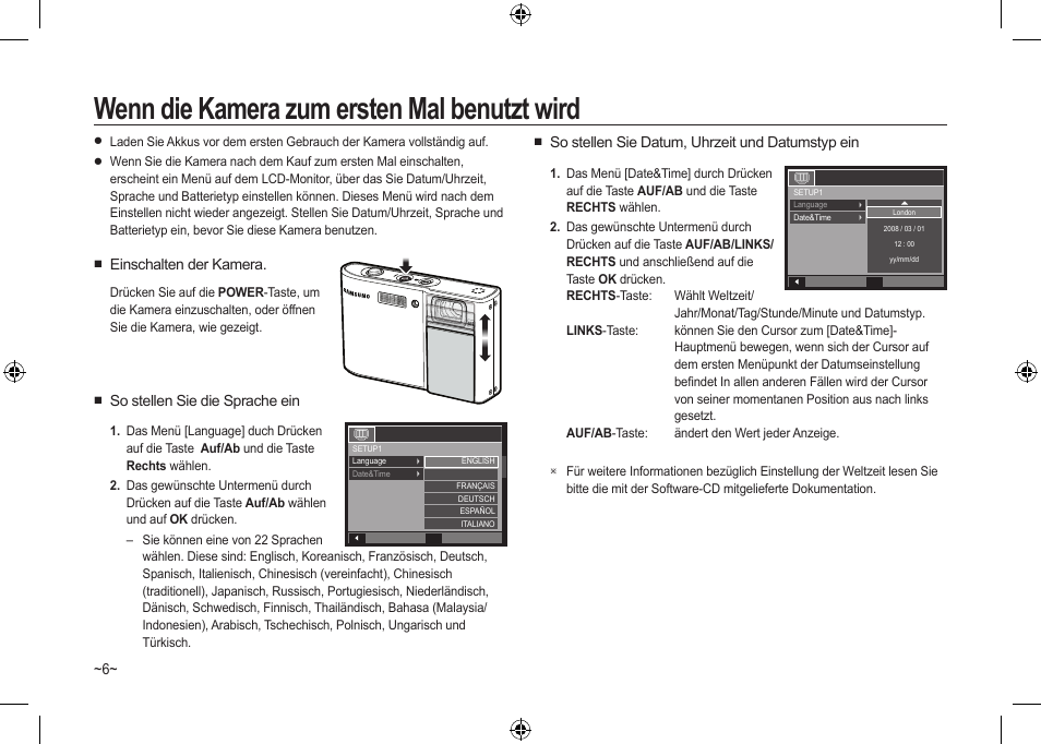 Wenn die kamera zum ersten mal benutzt wird | Samsung I100 User Manual | Page 26 / 112