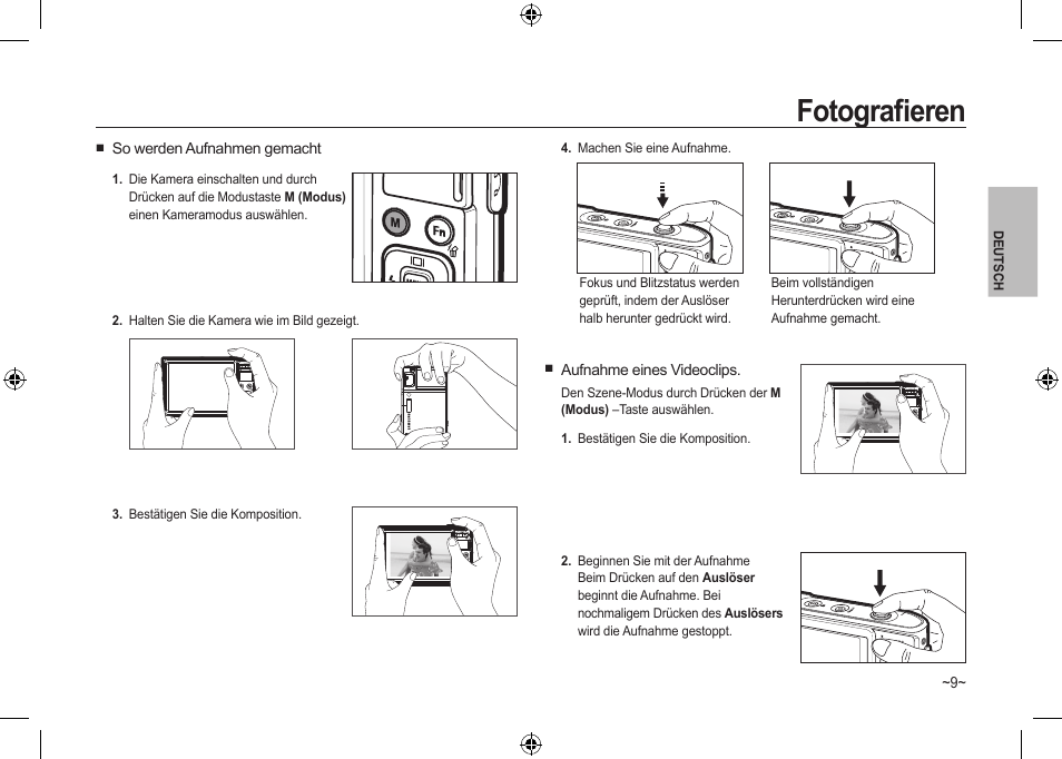 Fotograﬁeren | Samsung I100 User Manual | Page 29 / 112