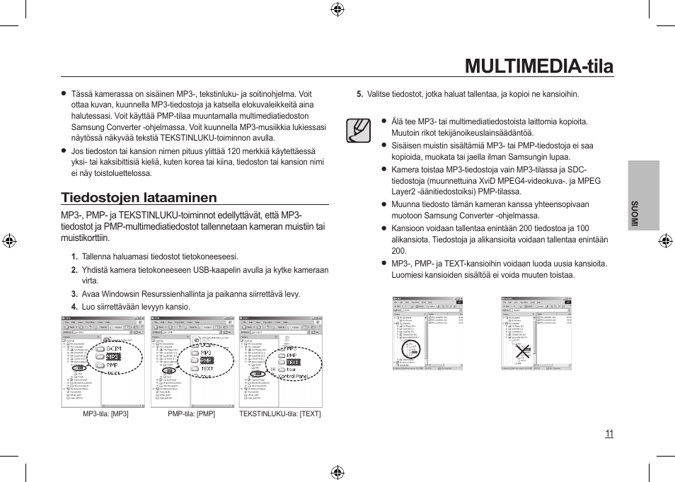 Multimedia-tila, Tiedostojen lataaminen | Samsung I100 User Manual | Page 49 / 112