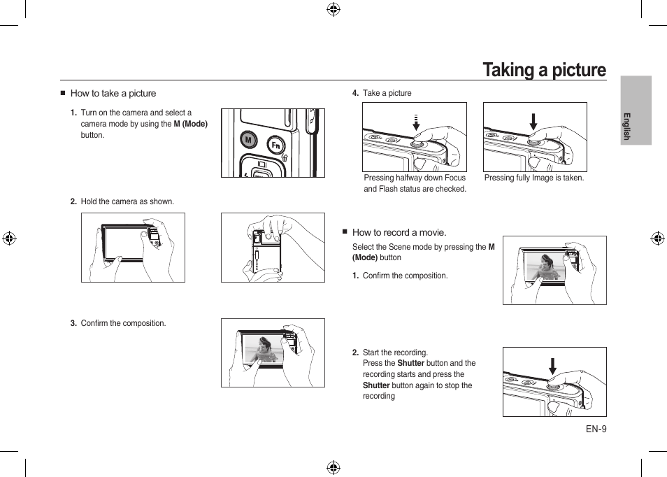 Taking a picture | Samsung I100 User Manual | Page 9 / 112
