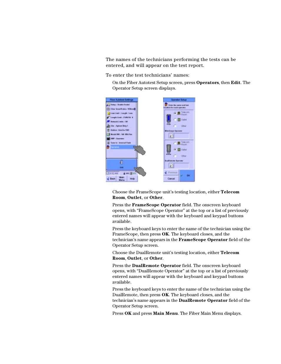 Entering the operator names | Agilent Technologies N2610A User Manual | Page 121 / 248