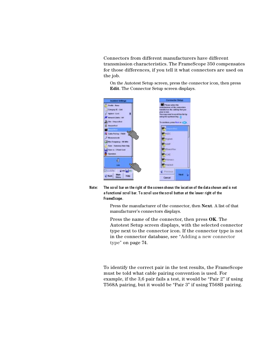 Choosing the connector type, Choosing the cable pairing convention | Agilent Technologies N2610A User Manual | Page 136 / 248