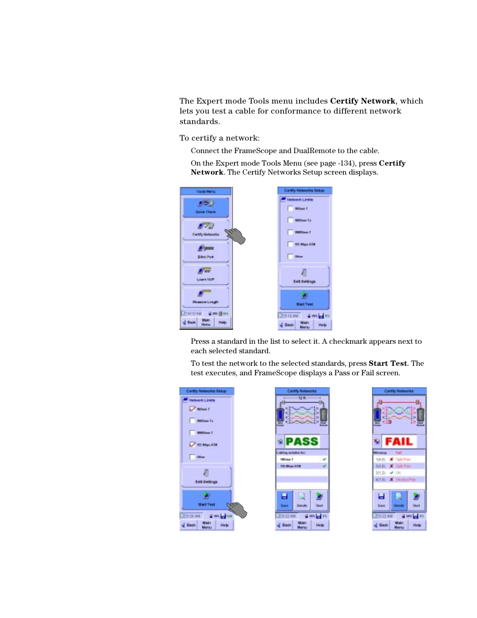 Certifying a network | Agilent Technologies N2610A User Manual | Page 144 / 248