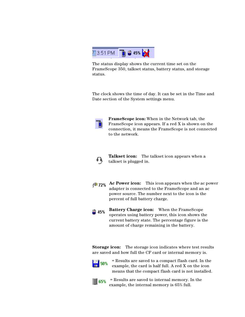 The status display area | Agilent Technologies N2610A User Manual | Page 164 / 248