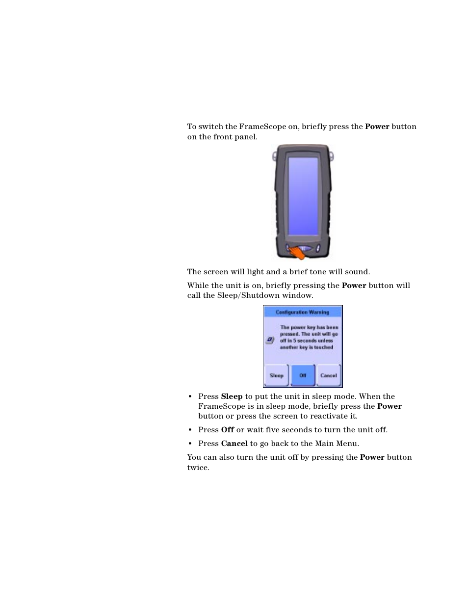 Getting started, Switching the framescope on and off | Agilent Technologies N2610A User Manual | Page 18 / 248