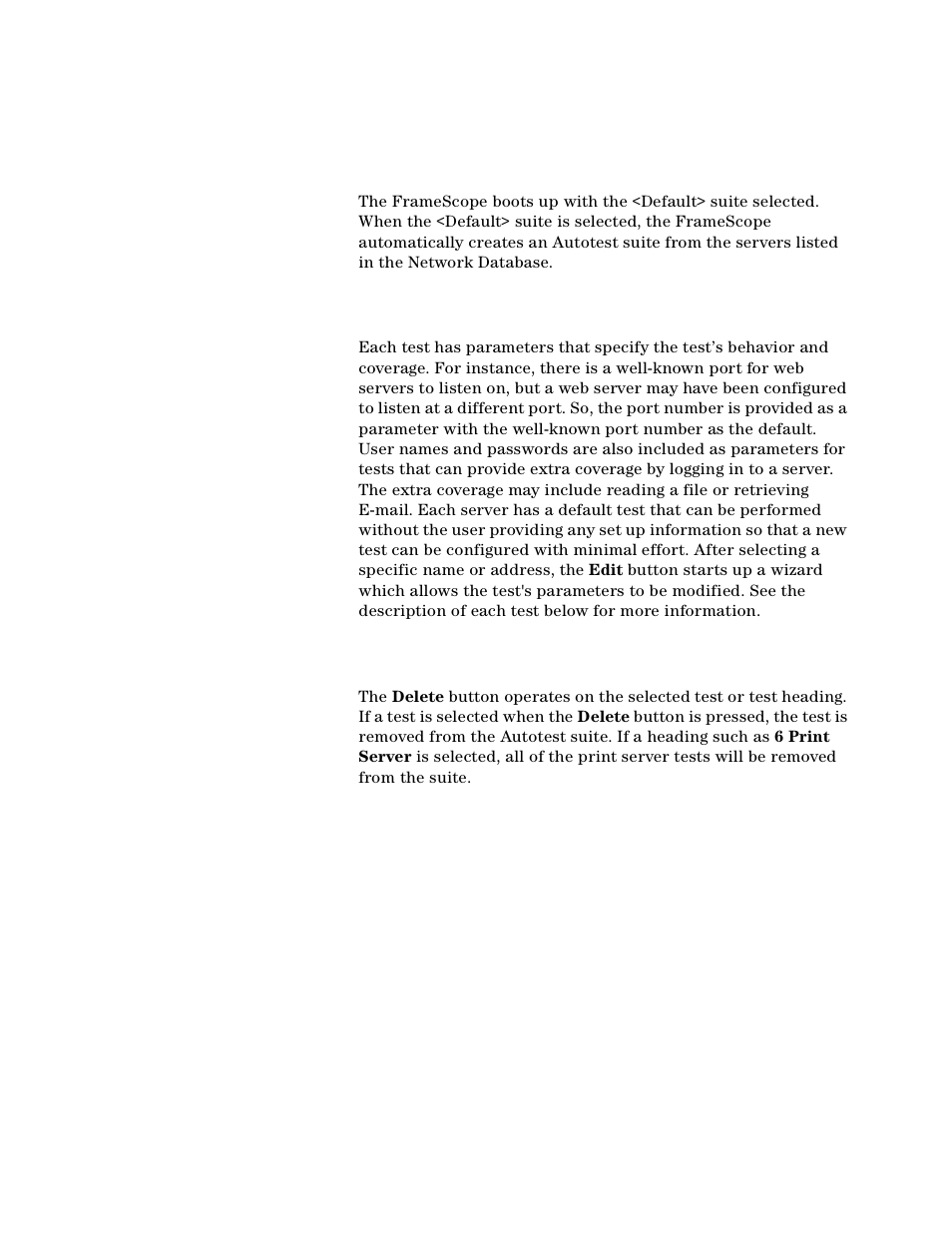 The default autotest suite, Editing tests, Deleting tests | Agilent Technologies N2610A User Manual | Page 193 / 248