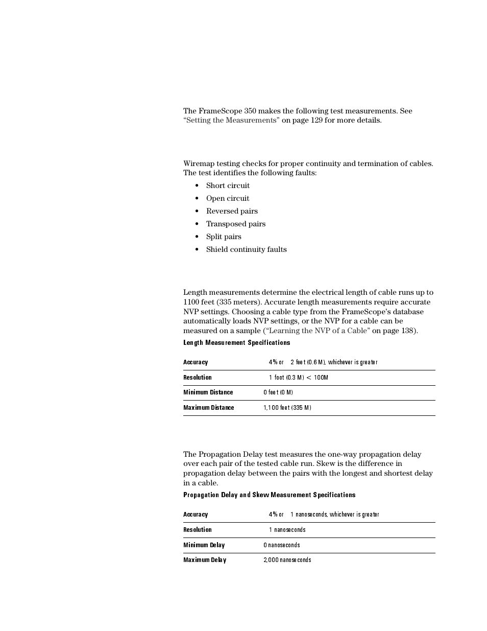 Measurements, Wiremap, Length | Propagation delay and skew | Agilent Technologies N2610A User Manual | Page 220 / 248