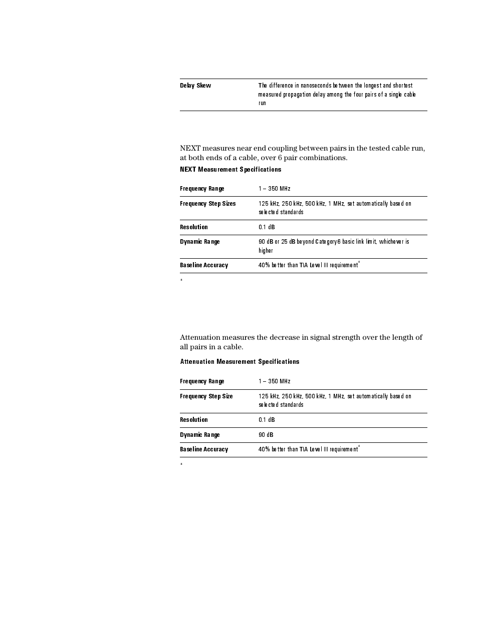 Near end crosstalk (next), Attenuation | Agilent Technologies N2610A User Manual | Page 221 / 248