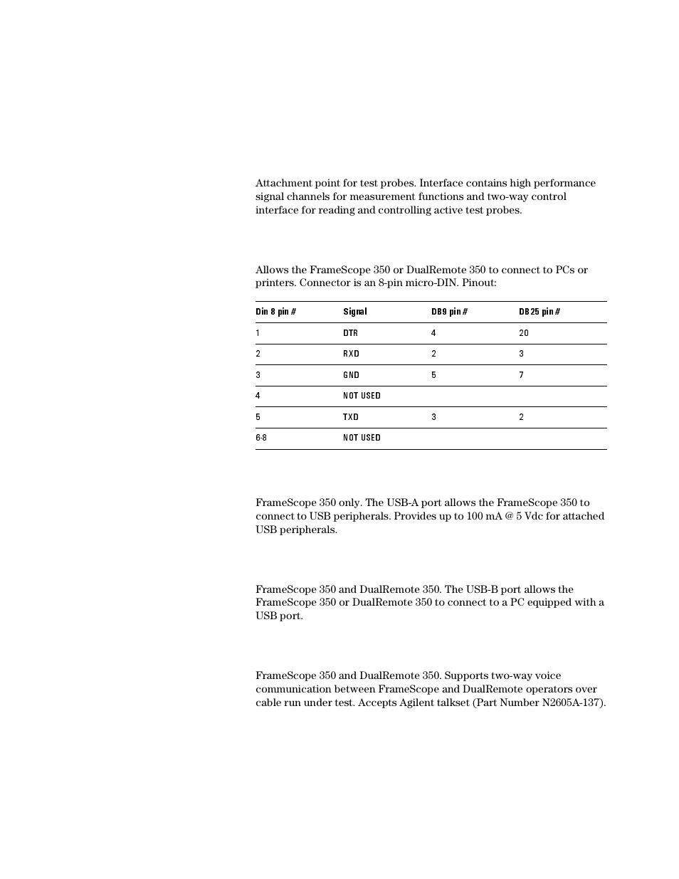 Ports, Smartprobe test port, Serial port | Usb-a port, Usb-b port, Talkset connector (3.6 mm phone jack) | Agilent Technologies N2610A User Manual | Page 235 / 248