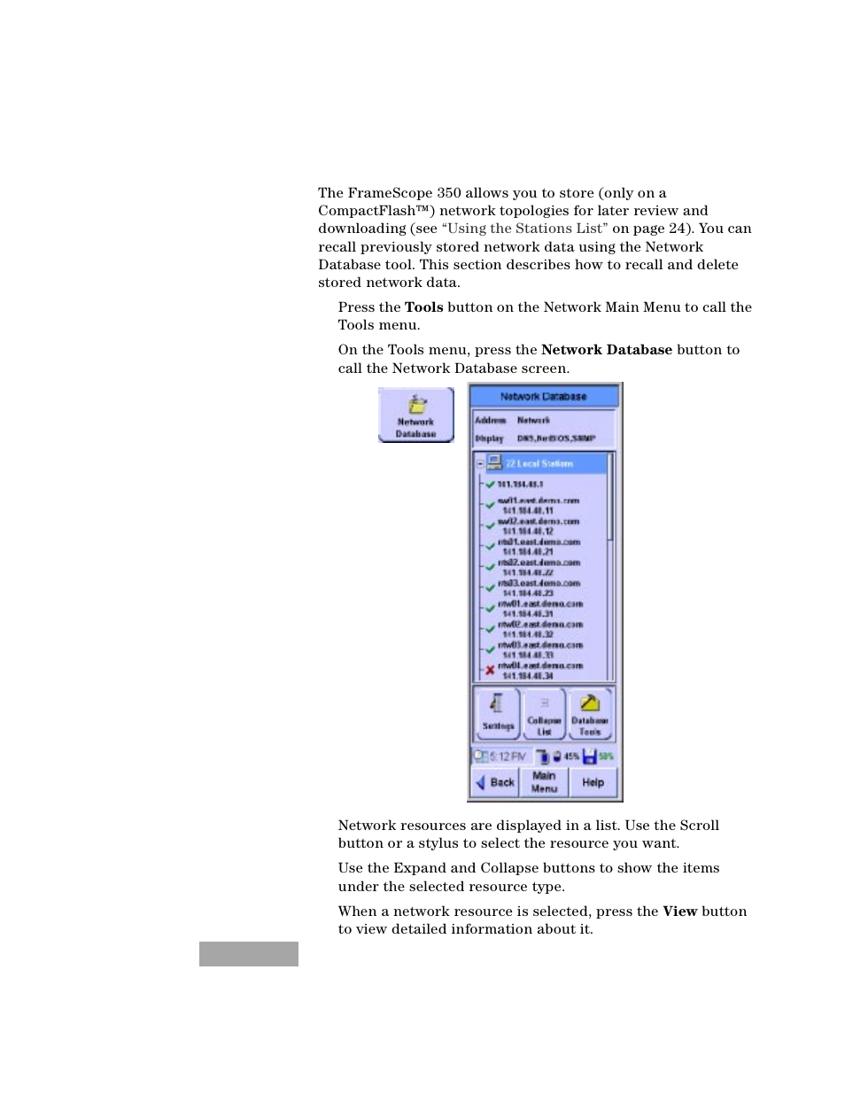 Using the network database | Agilent Technologies N2610A User Manual | Page 58 / 248