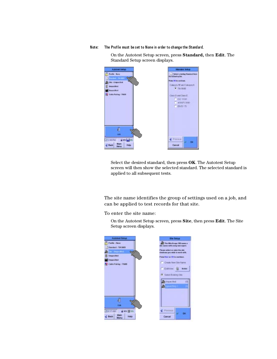 Entering the site name | Agilent Technologies N2610A User Manual | Page 71 / 248