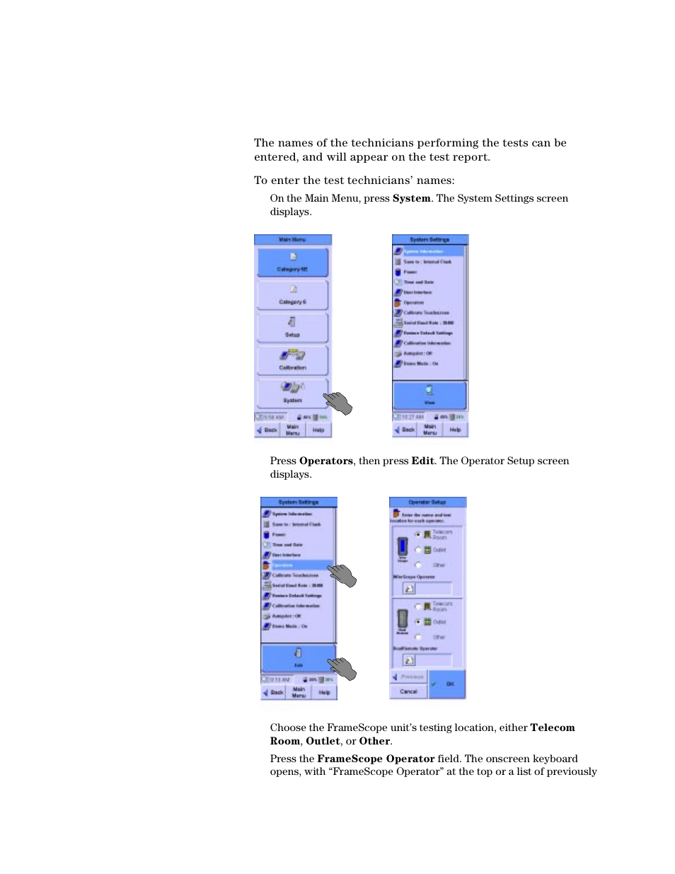 Entering the operator names | Agilent Technologies N2610A User Manual | Page 84 / 248