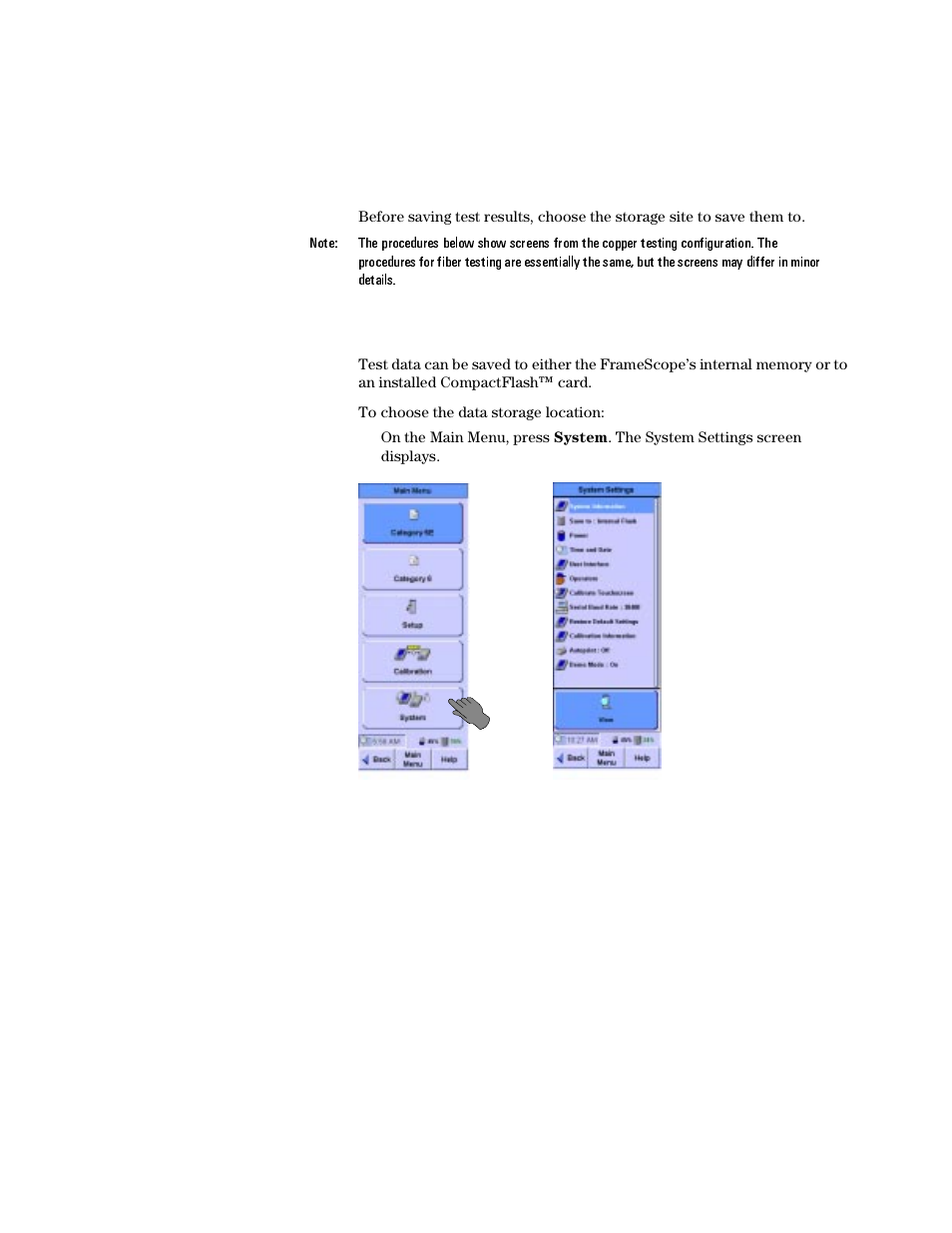 Saving test results, Choosing the data storage location | Agilent Technologies N2610A User Manual | Page 87 / 248