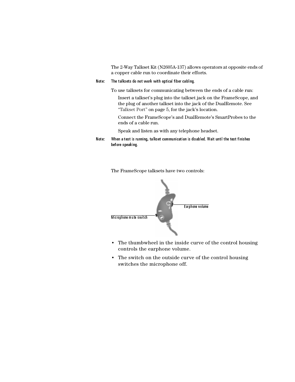 Using talksets, Talkset controls | Agilent Technologies N2610A User Manual | Page 95 / 248