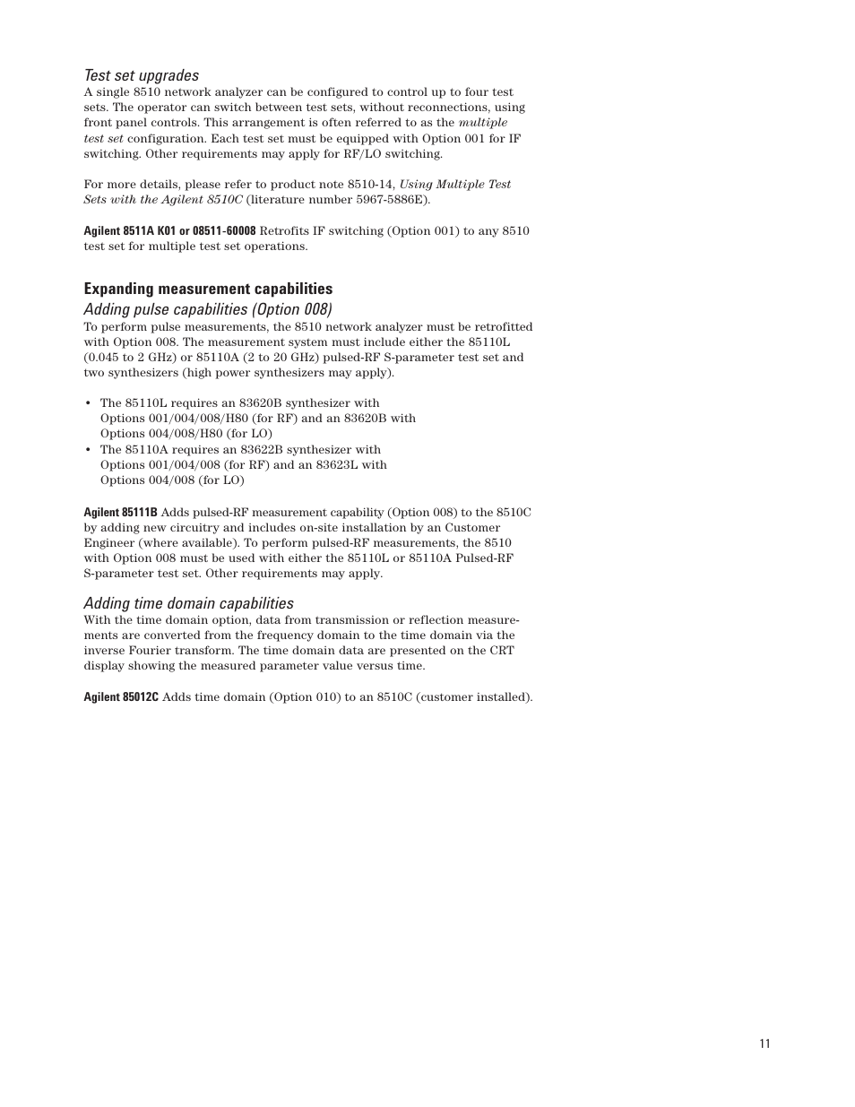 Agilent Technologies 8510XF User Manual | Page 11 / 20