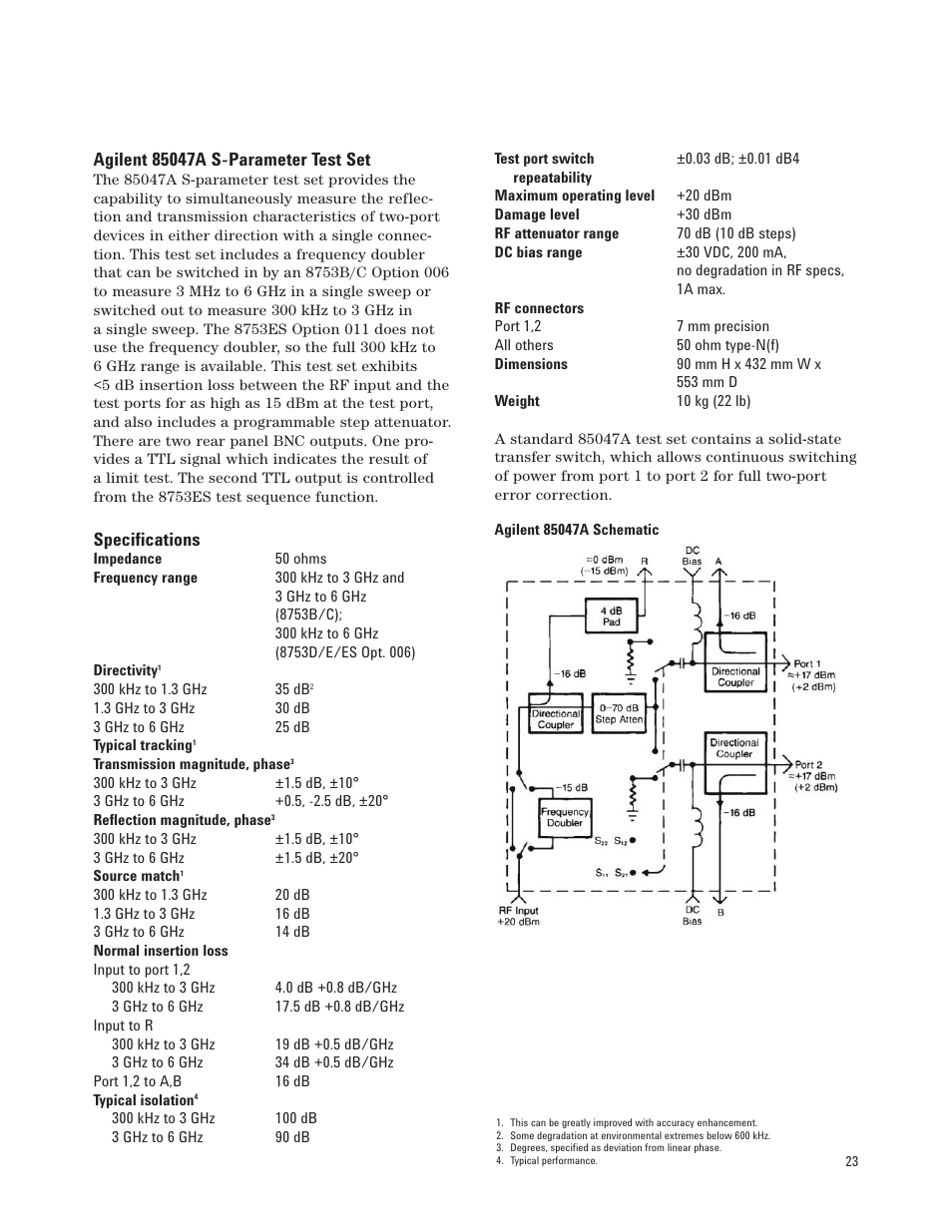 Specifications | Agilent Technologies 8753ET User Manual | Page 23 / 28