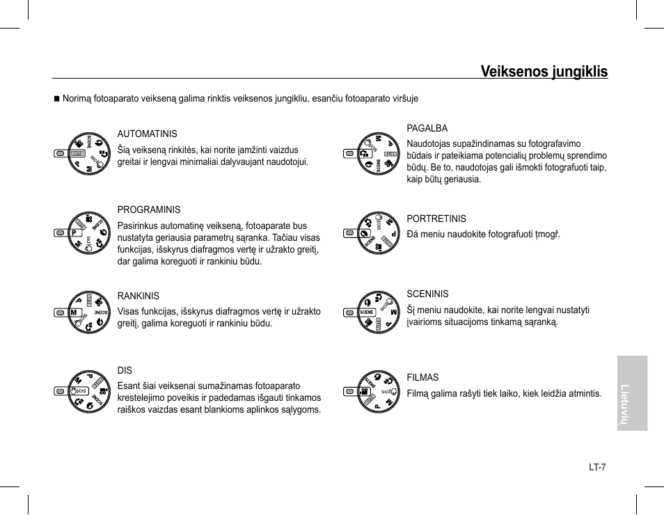 Veiksenos jungiklis | Samsung S1070 User Manual | Page 120 / 146