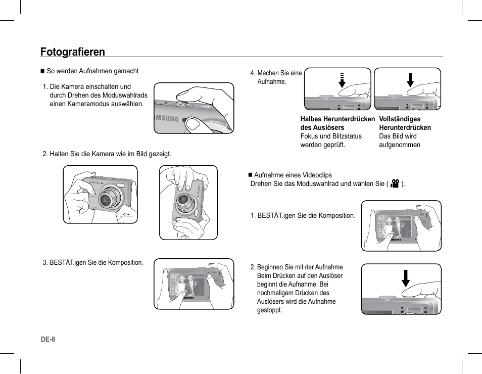 Fotografieren | Samsung S1070 User Manual | Page 25 / 146