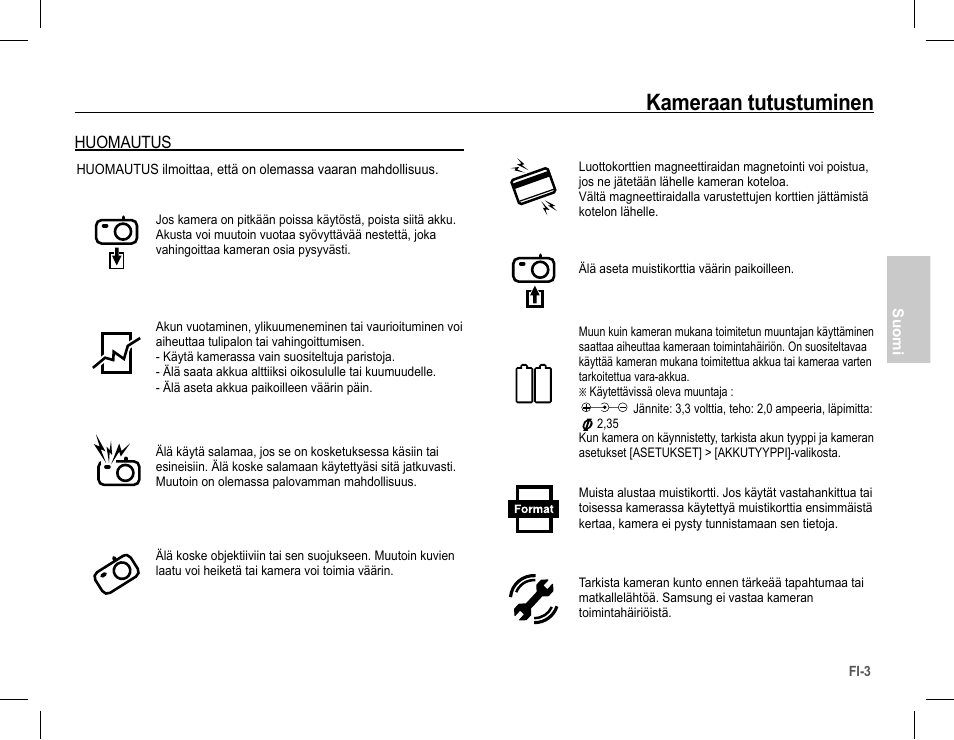 Kameraan tutustuminen, Huomautus | Samsung S1070 User Manual | Page 36 / 146