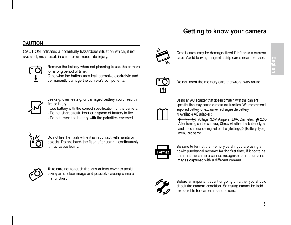 Getting to know your camera, Caution | Samsung S1070 User Manual | Page 4 / 146