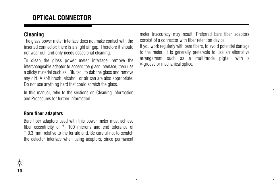 Optical connector | Agilent Technologies N3970A User Manual | Page 13 / 47