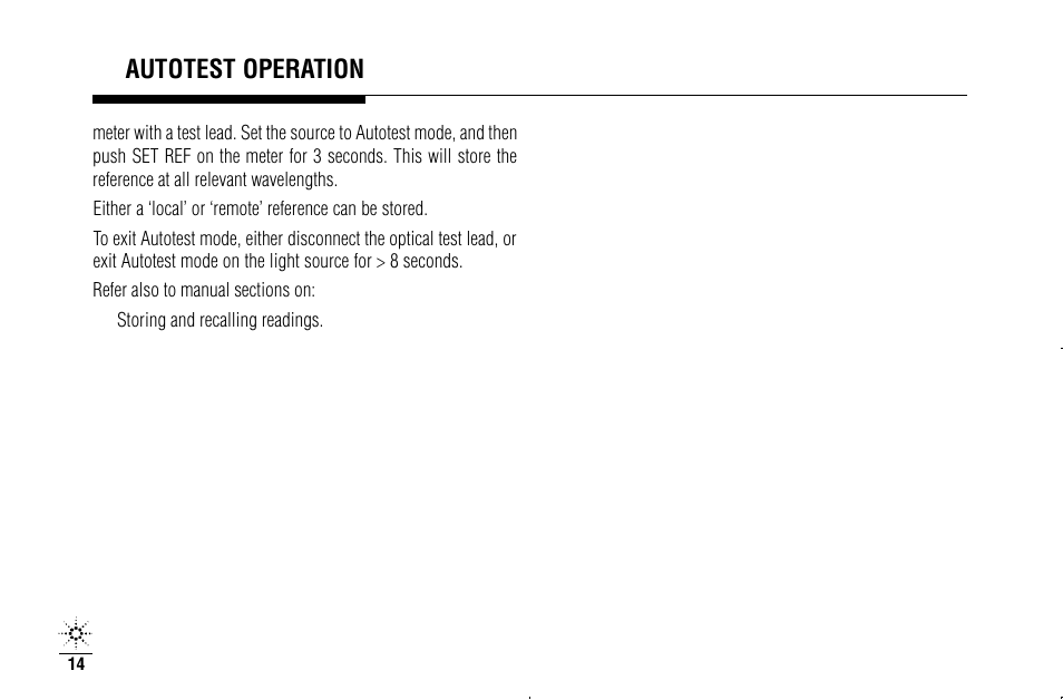 Autotest operat i o n | Agilent Technologies N3970A User Manual | Page 17 / 47