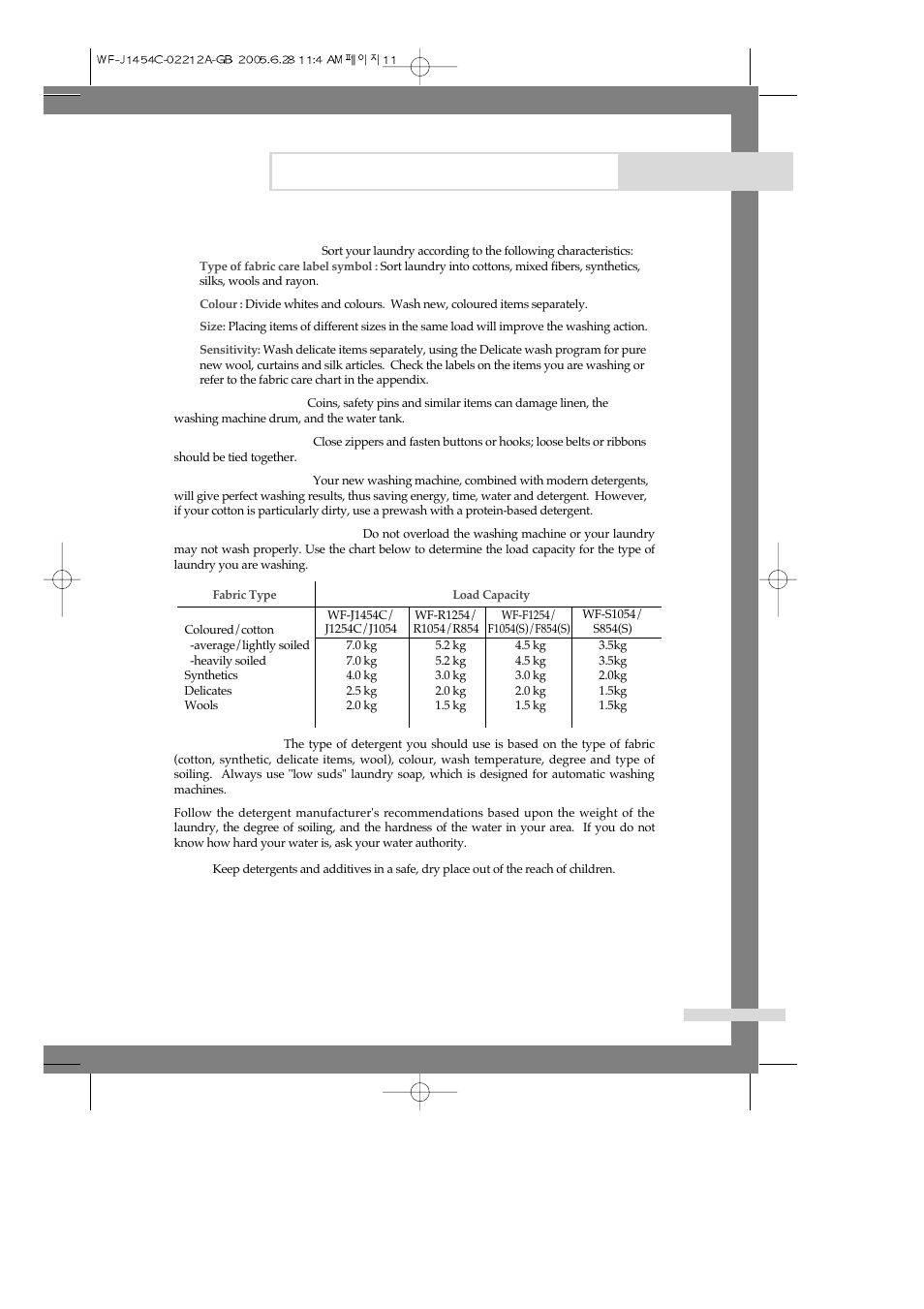 Washing a load of laundry, Washing tips and hints | Samsung WF-F1254 User Manual | Page 13 / 88
