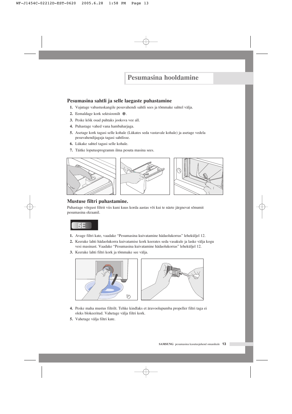 Pesumasina hooldamine | Samsung WF-F1254 User Manual | Page 37 / 88