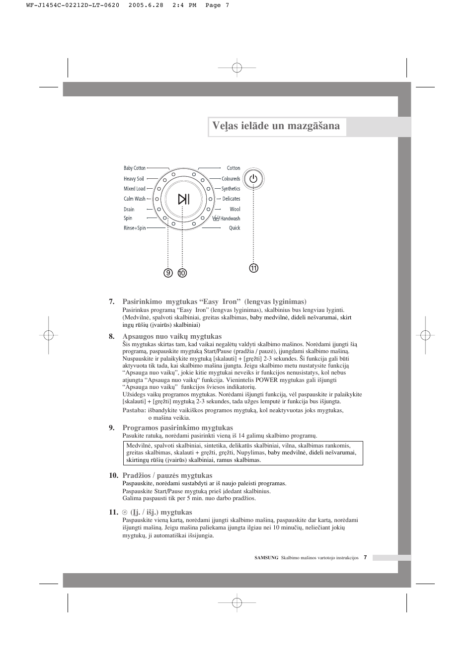 Ve∫as ielçde un mazgç‰ana | Samsung WF-F1254 User Manual | Page 53 / 88