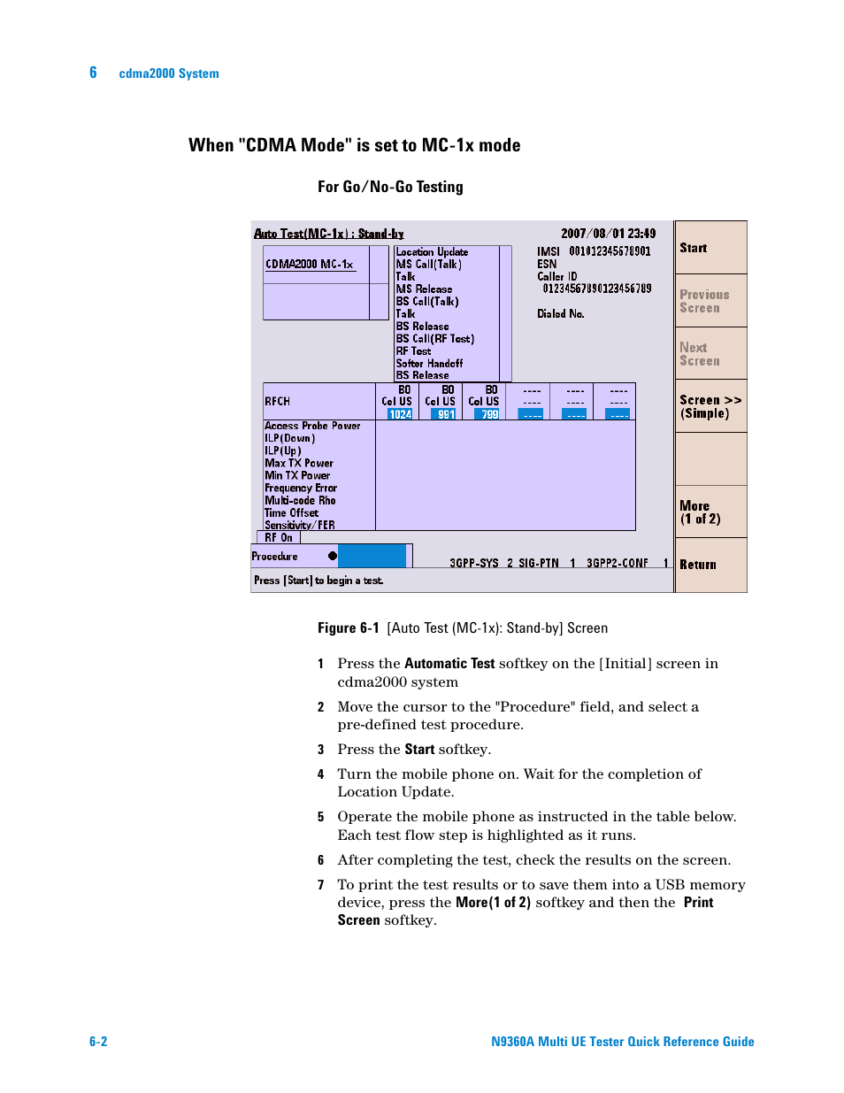 When "cdma mode" is set to mc-1x mode | Agilent Technologies N9360A User Manual | Page 36 / 44