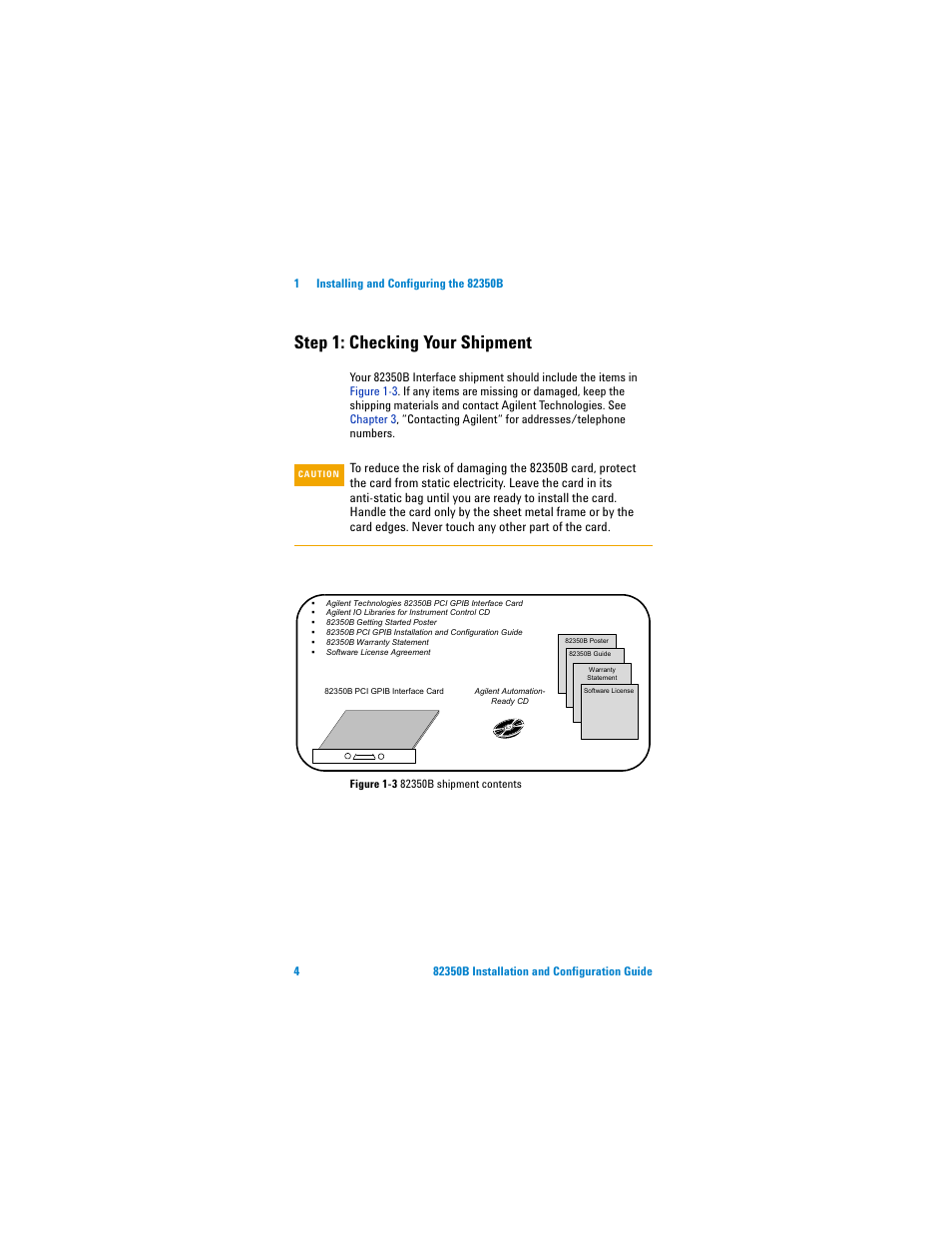 Step 1: checking your shipment | Agilent Technologies Agilent 82350B User Manual | Page 16 / 51