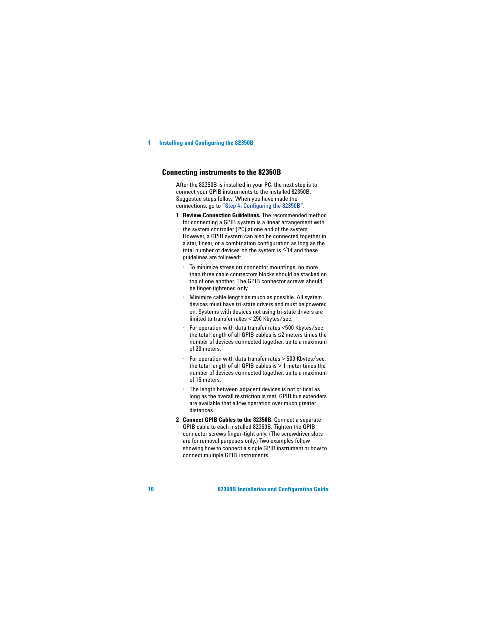 Connecting instruments to the 82350b | Agilent Technologies Agilent 82350B User Manual | Page 22 / 51